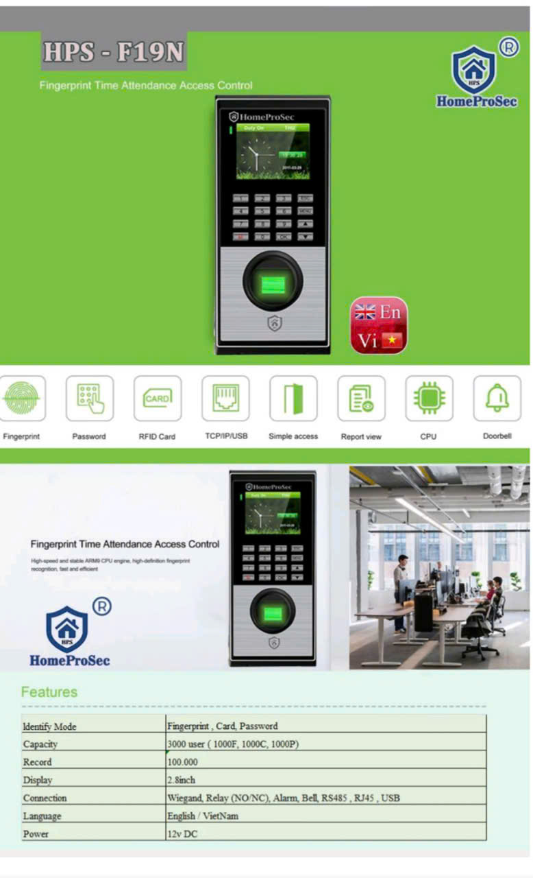 Đầu Đọc Vân Tay Homeprosec F19N - Ảnh 3